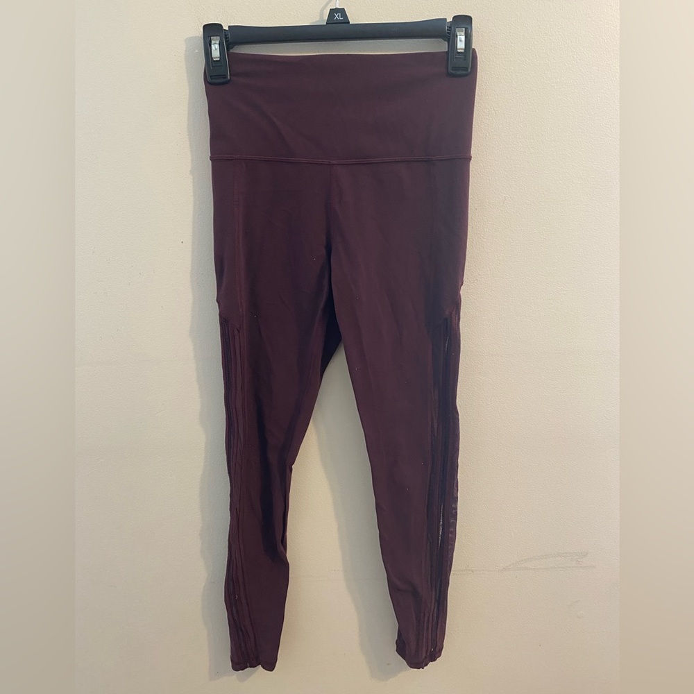 Womens Athleta Mauve Purple Shakti‎ Mesh 7/8 Tight Leggings Yoga Pants Size XS